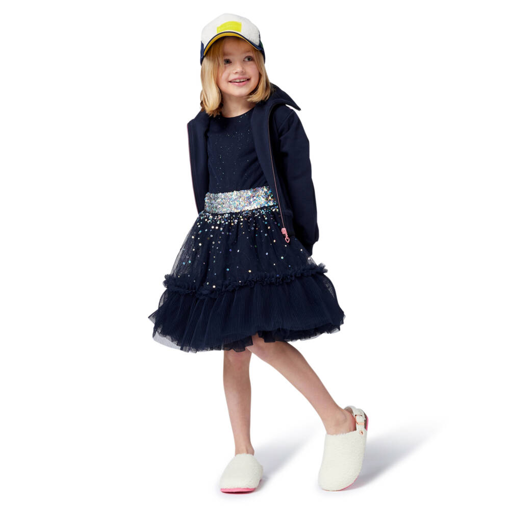 Billieblush-Girls Sparkling Navy Tulle Gown | Childrensalon Outlet