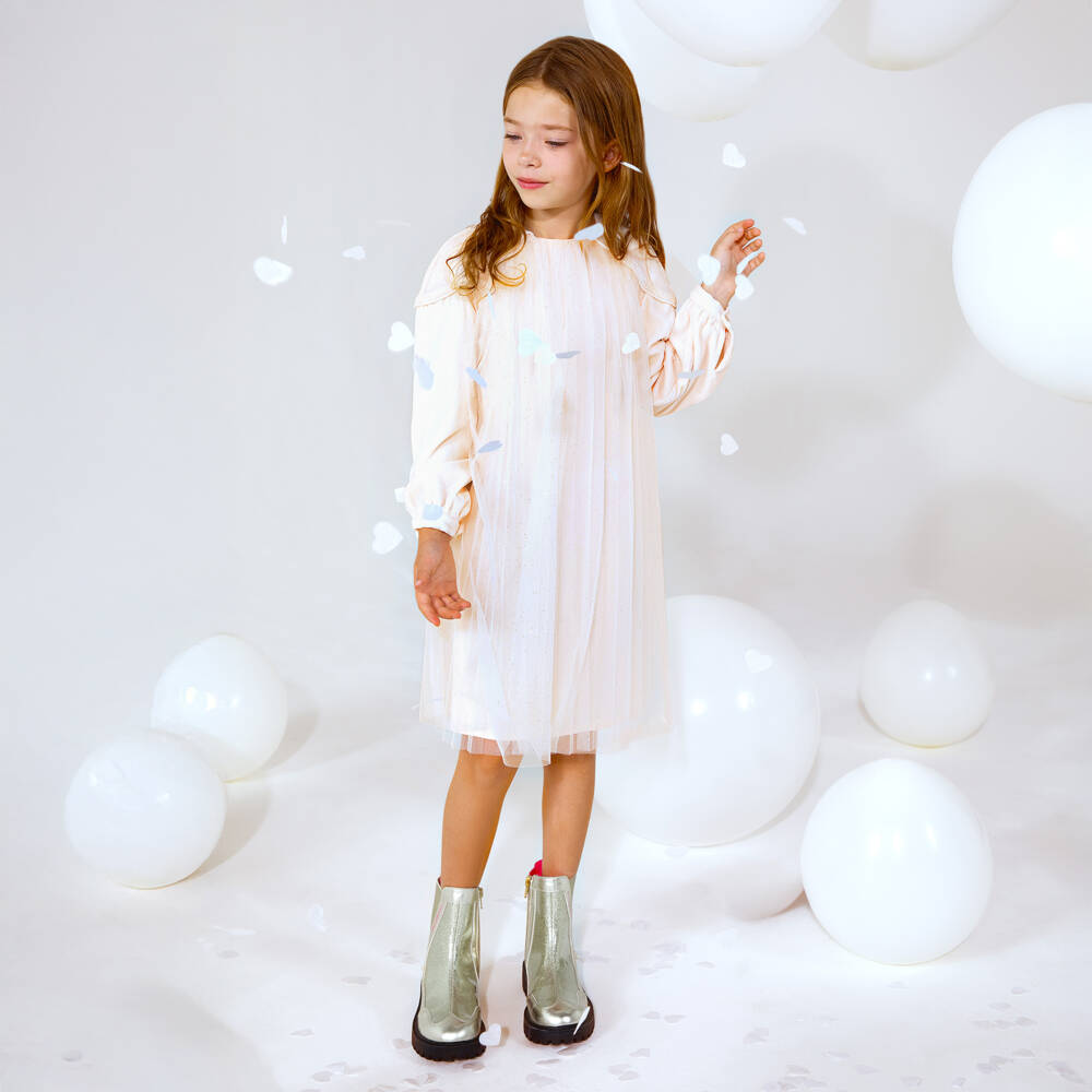 Billieblush-Платье из блестящего персикового тюля для девочек | Childrensalon Outlet