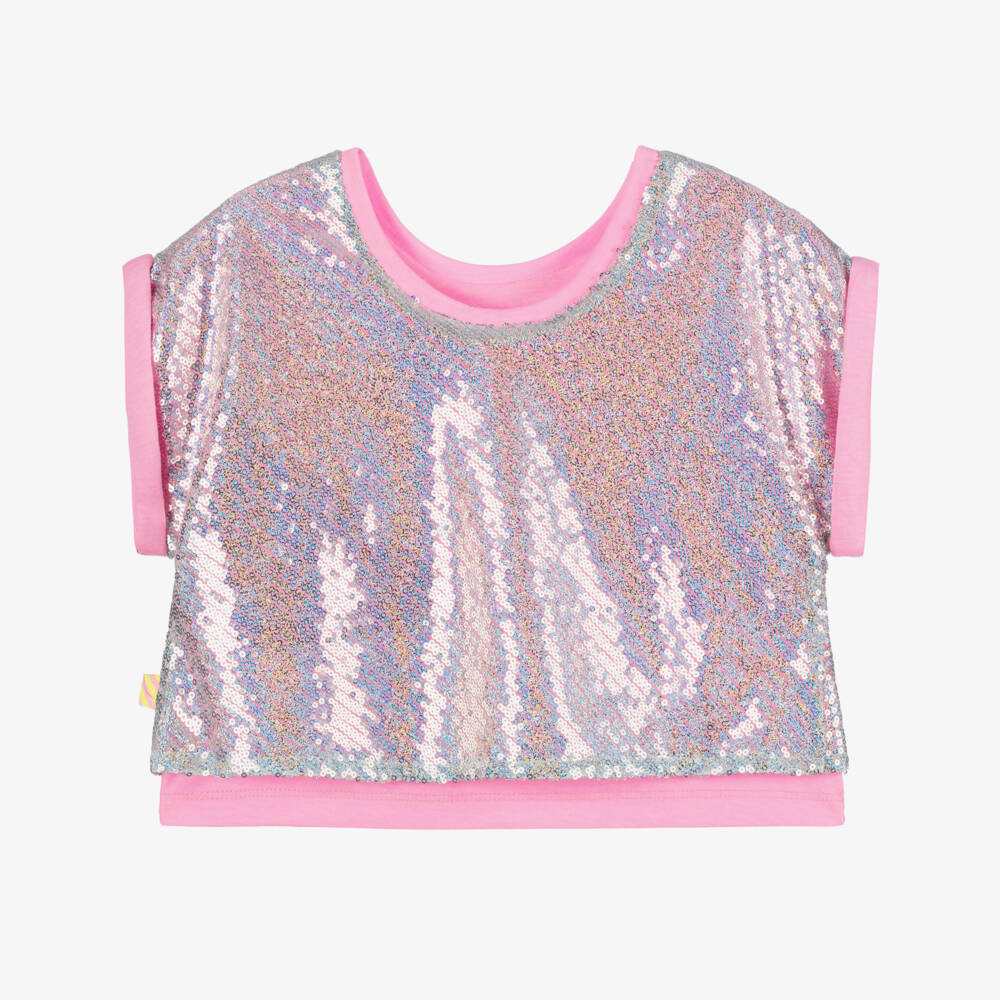 Billieblush-Girls Sparkling Pink & Silver Tee | Childrensalon Outlet
