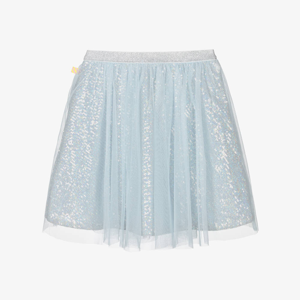 Billieblush-تنورة تول فضية زرقاء براقة للبنات | Childrensalon Outlet