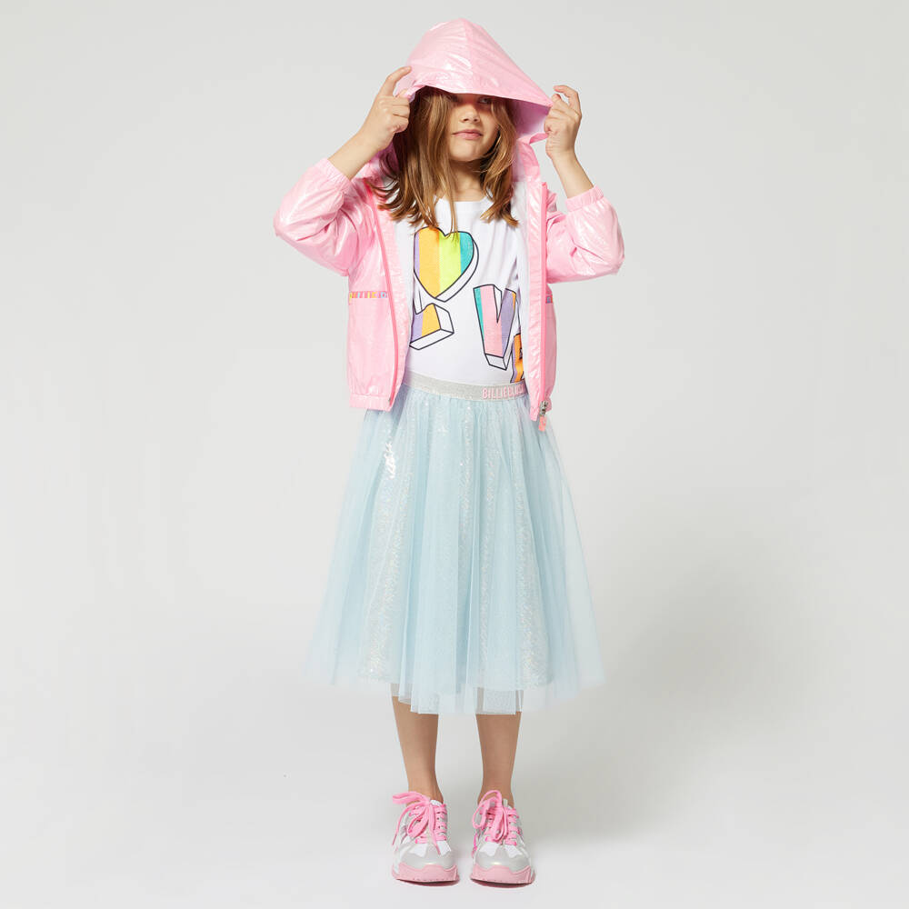 Billieblush-تنورة تول فضية زرقاء براقة للبنات | Childrensalon Outlet