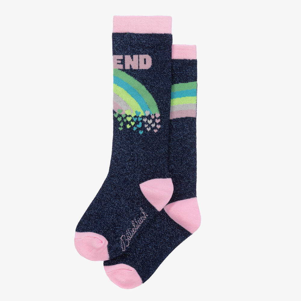 Billieblush-Girls Sparkly Blue Cotton Rainbow Socks | Childrensalon Outlet