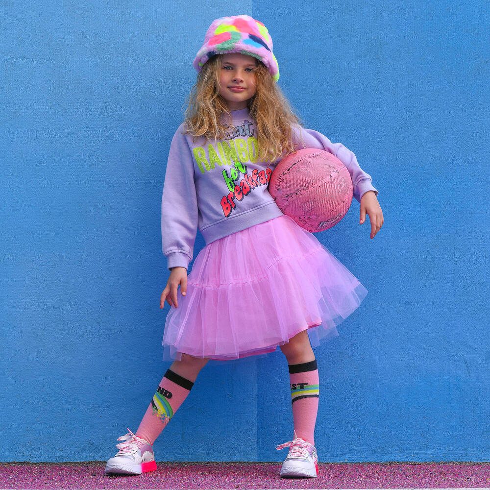 Billieblush-Girls Sparkly Pink Cotton Rainbow Socks | Childrensalon Outlet