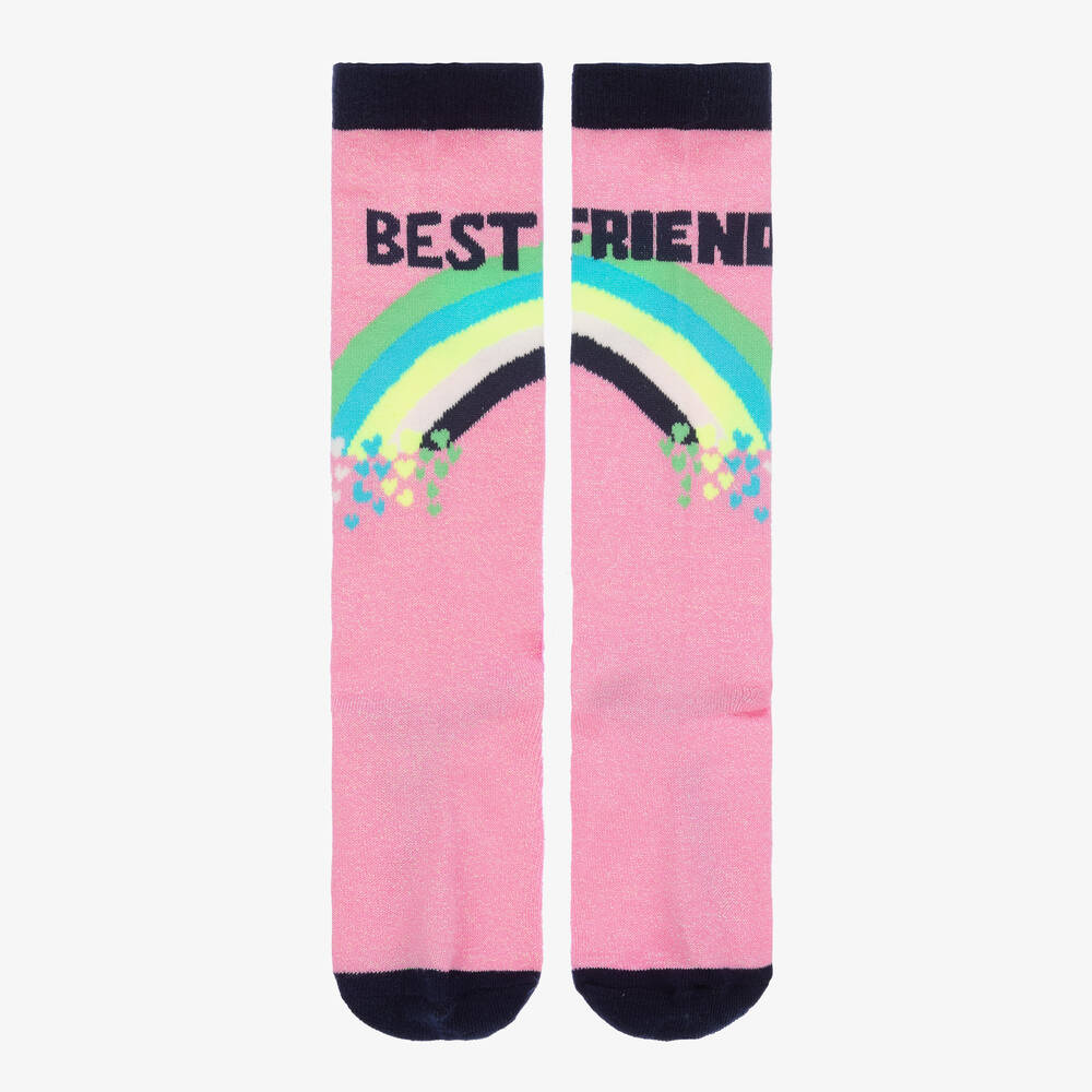 Billieblush-Girls Sparkly Pink Cotton Rainbow Socks | Childrensalon Outlet