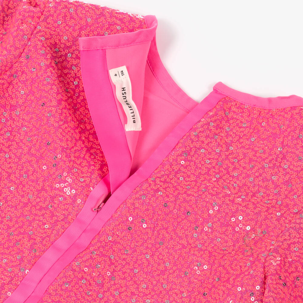 Billieblush-فستان وردي براق للبنات مزين بالترتر | Childrensalon Outlet