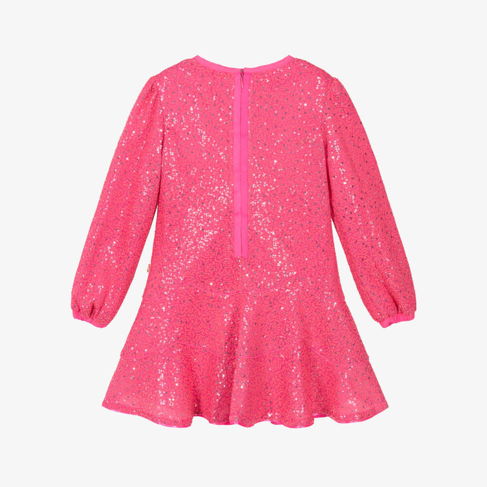Billieblush-فستان وردي براق للبنات مزين بالترتر | Childrensalon Outlet