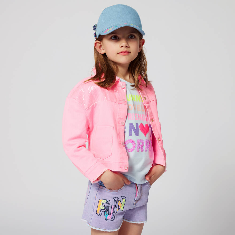 Billieblush-Girls Sparkly Rose Denim Jacket | Childrensalon Outlet