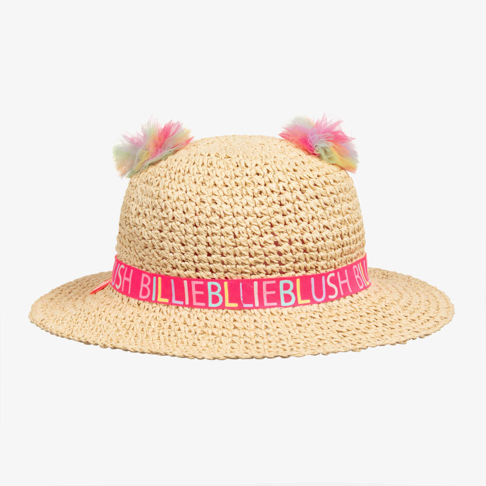 Billieblush-Girls Straw Pom Pom Sun Bonnet | Childrensalon Outlet