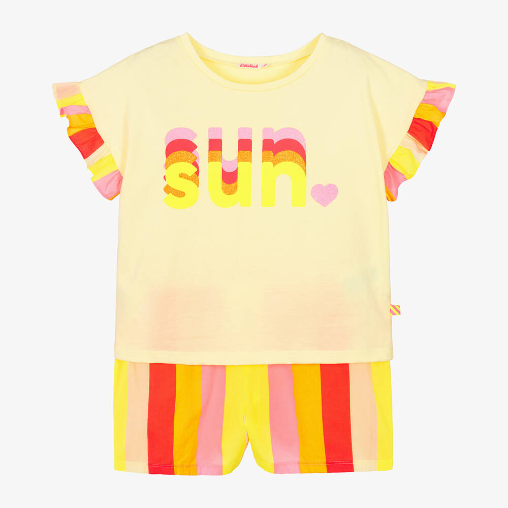 Billieblush-Girls Sunny Tee & Striped Shorts Ensemble | Childrensalon Outlet