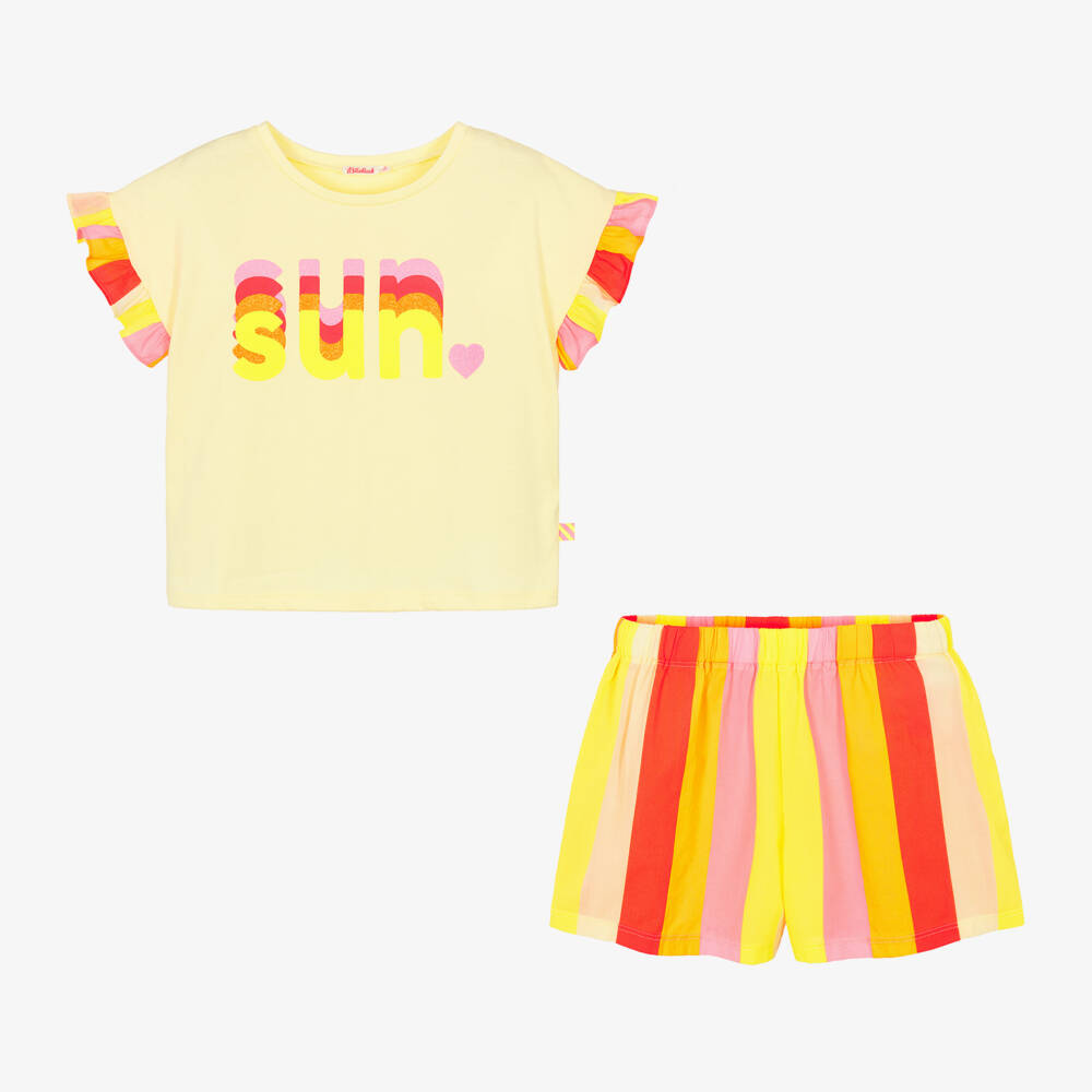 Billieblush-Girls Sunny Tee & Striped Shorts Ensemble | Childrensalon Outlet