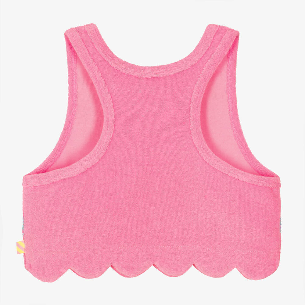 Billieblush-Girls Towelling Sequinned Pink Crop Top | Childrensalon Outlet