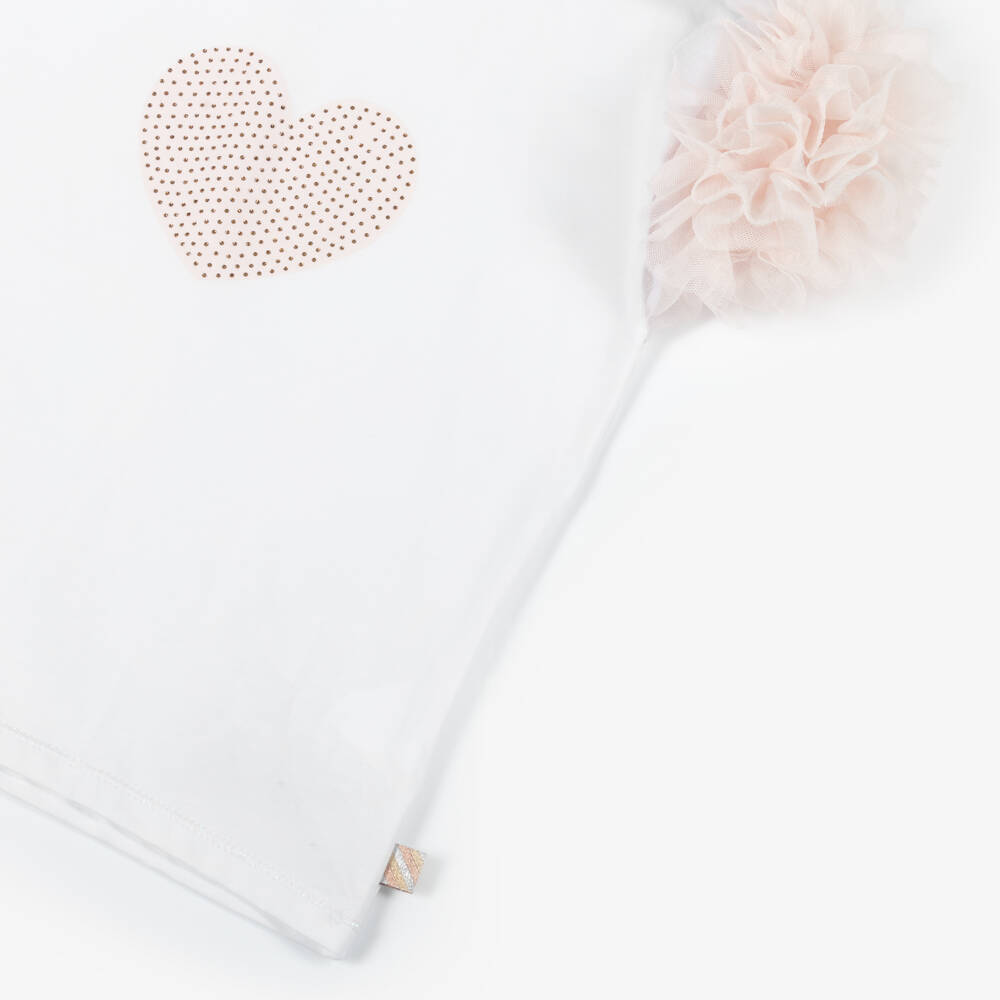 Billieblush-Топ с отделкой из тюля розовый и белый для девочек | Childrensalon Outlet