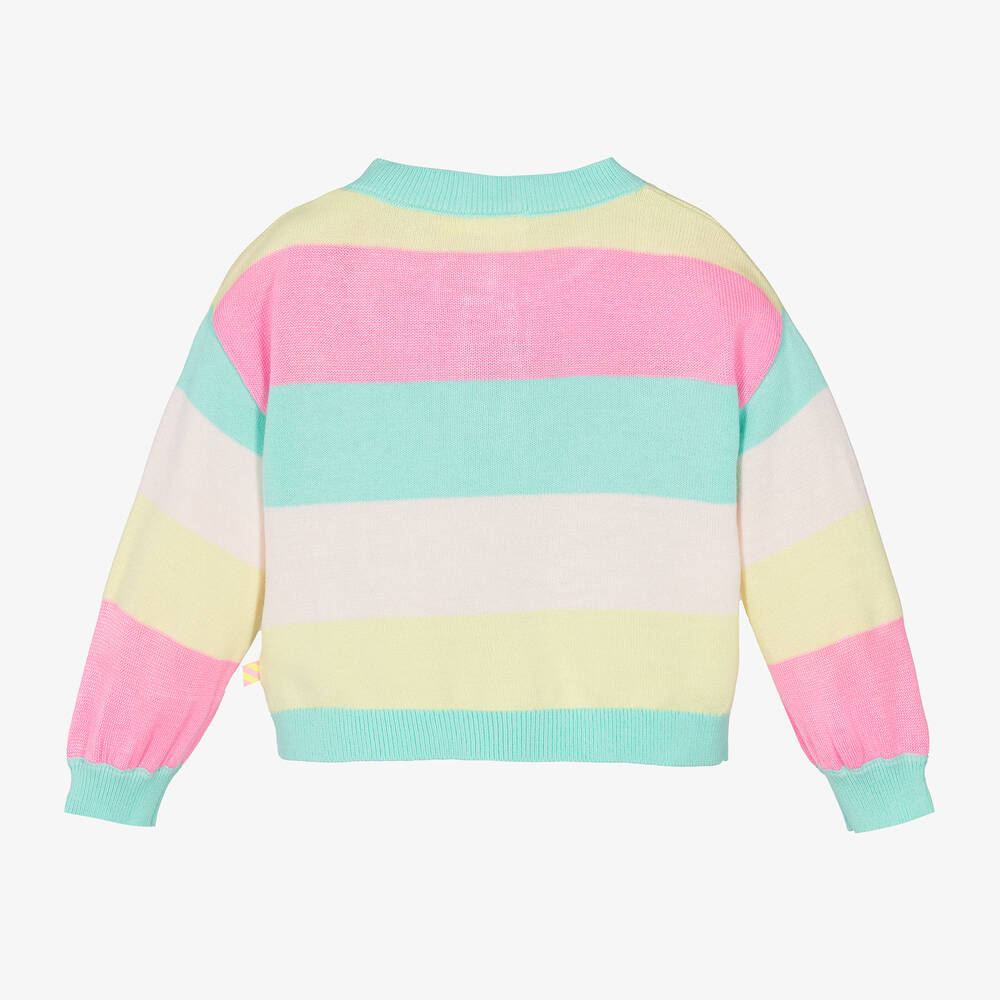 Billieblush-Girls Turquoise Blue Striped Cotton Cardigan | Childrensalon Outlet