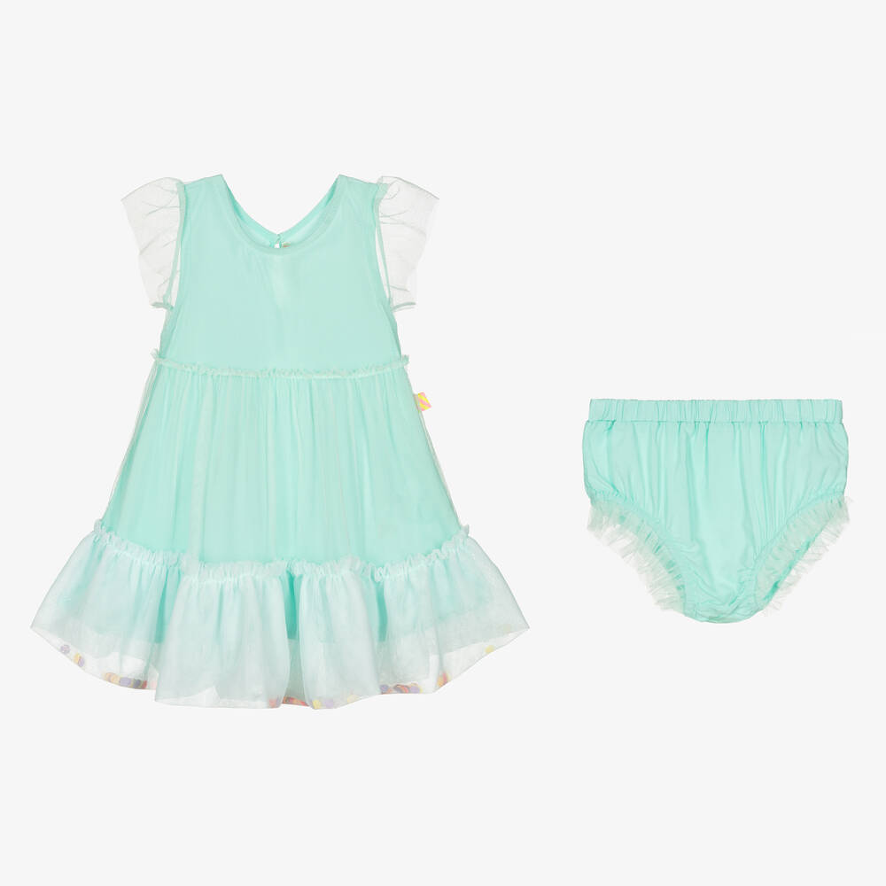 Billieblush-فستان أطفال بناتي تول لون أزرق تركواز | Childrensalon Outlet