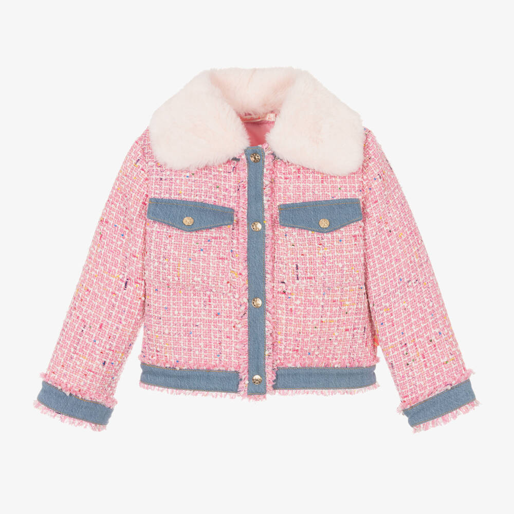 Billieblush-Girls Tweed Jacket with Denim Trim | Childrensalon Outlet