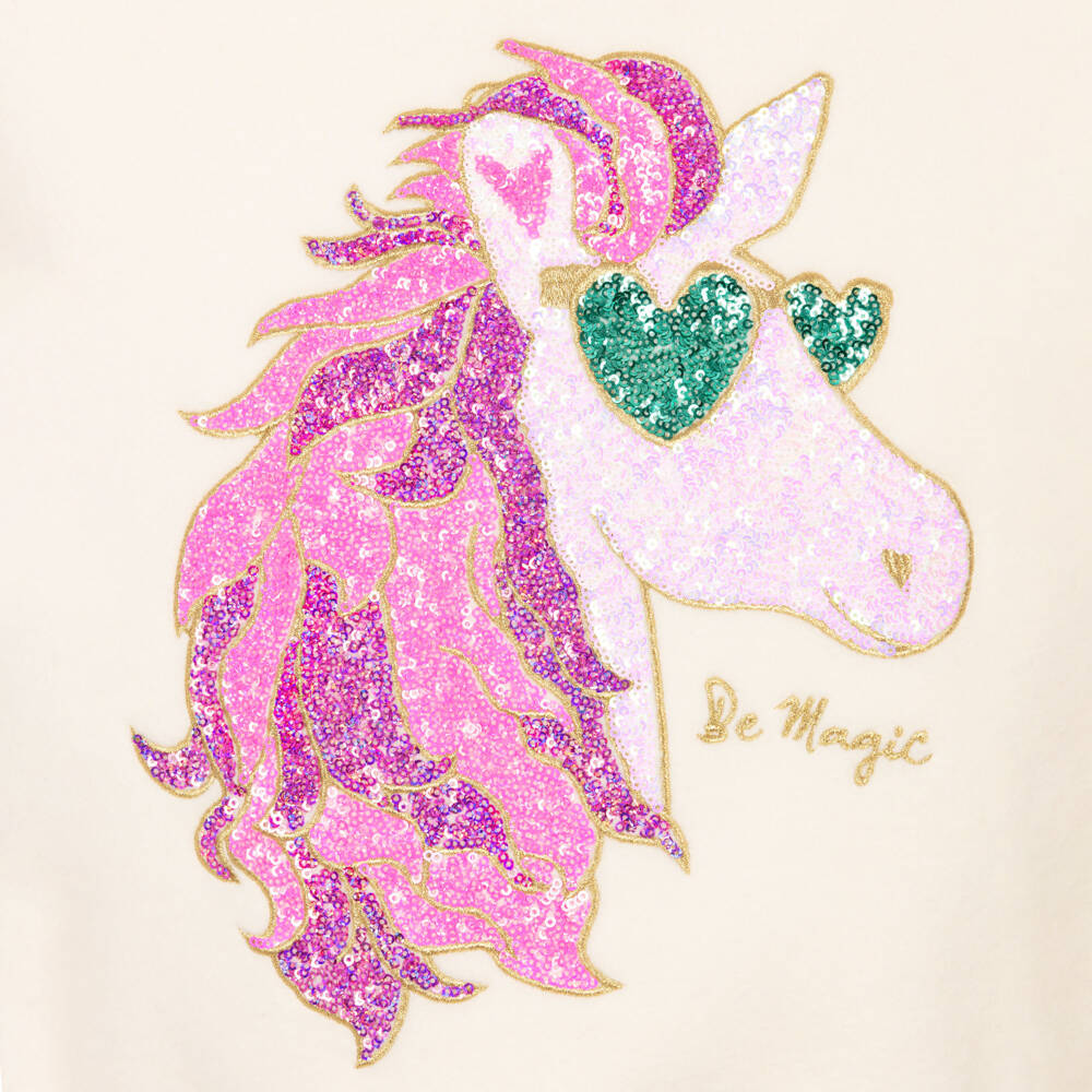 Billieblush-Girls Unicorn Ivory Fleece Jumper | Childrensalon Outlet