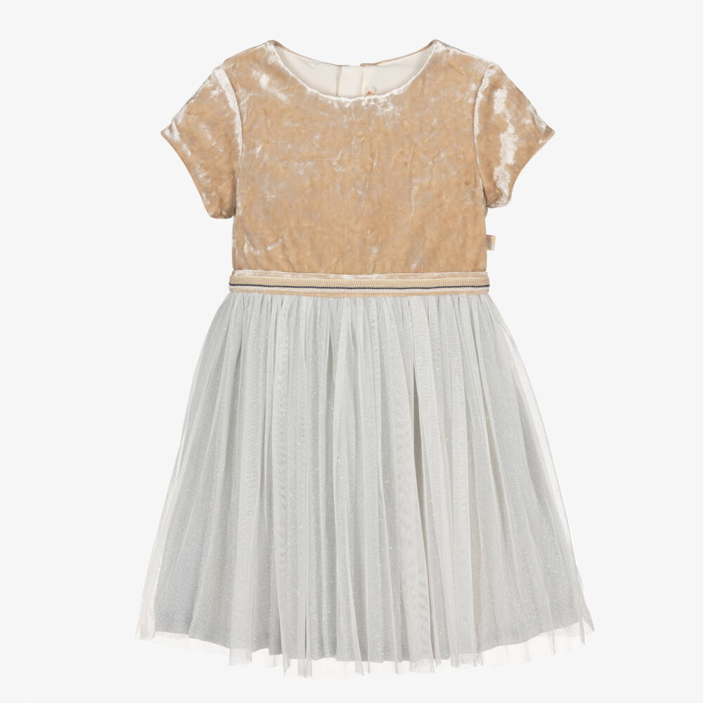 Billieblush-Girls Velour and Silver Skater Dress | Childrensalon Outlet