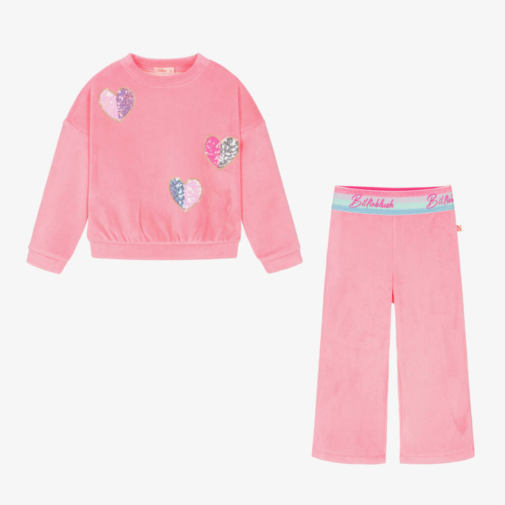 Billieblush-Girls Velour Jogger Set in Pink | Childrensalon Outlet