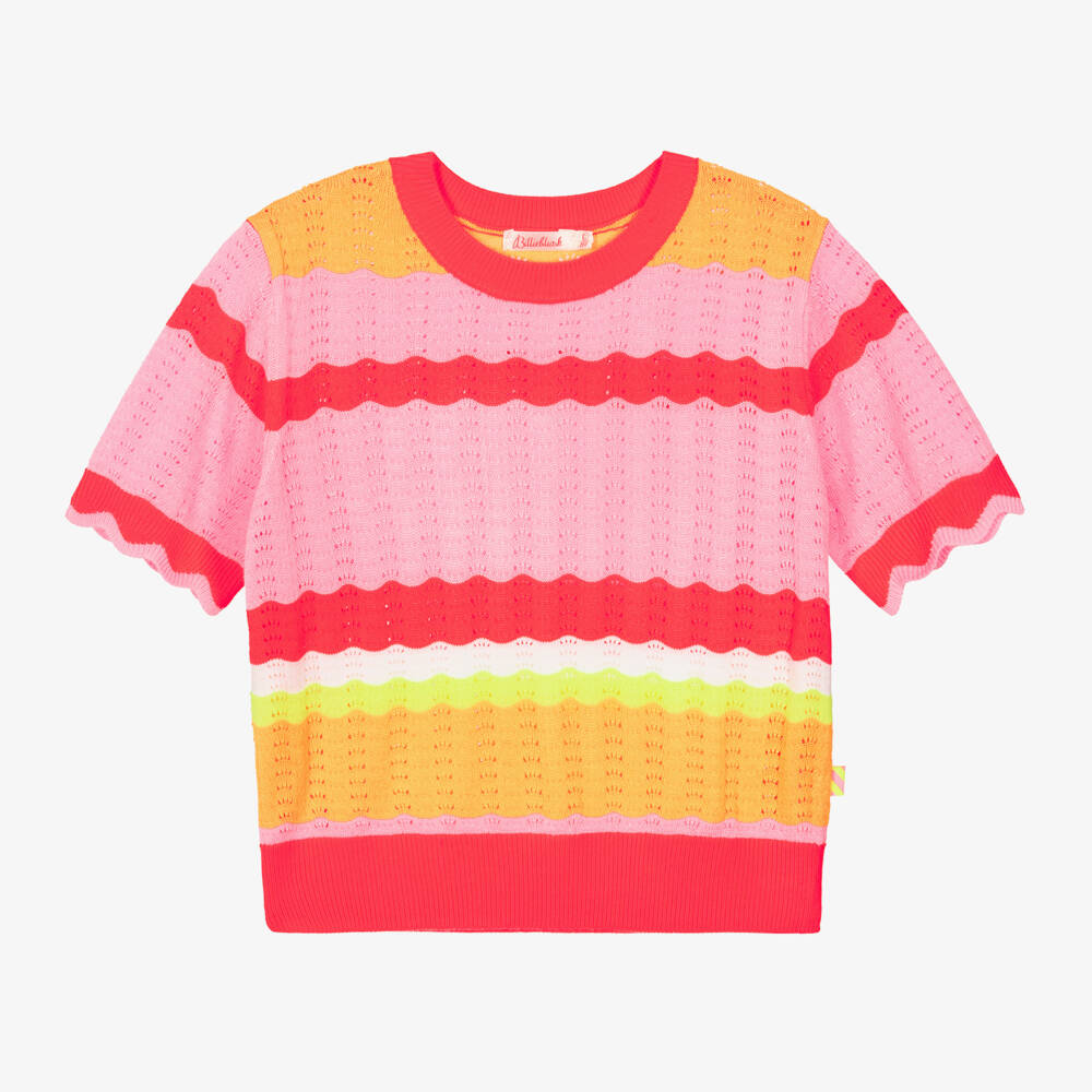 Billieblush-Яркая вязаная футболка с ажурным узором для девочек | Childrensalon Outlet