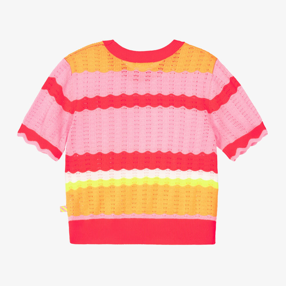 Billieblush-Яркая вязаная футболка с ажурным узором для девочек | Childrensalon Outlet