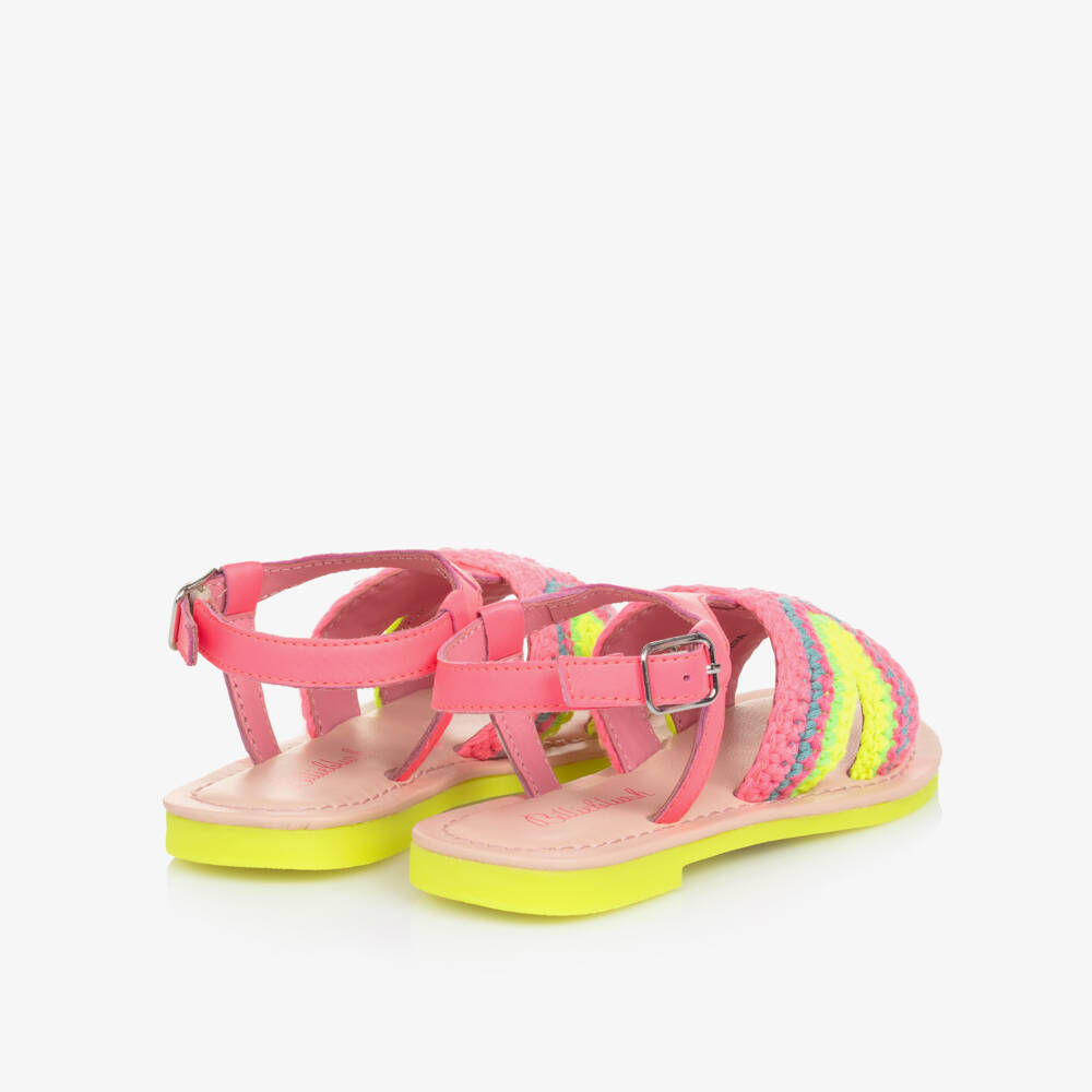 Billieblush-Girls Vibrant Pink Crochet Leather Sandals | Childrensalon Outlet