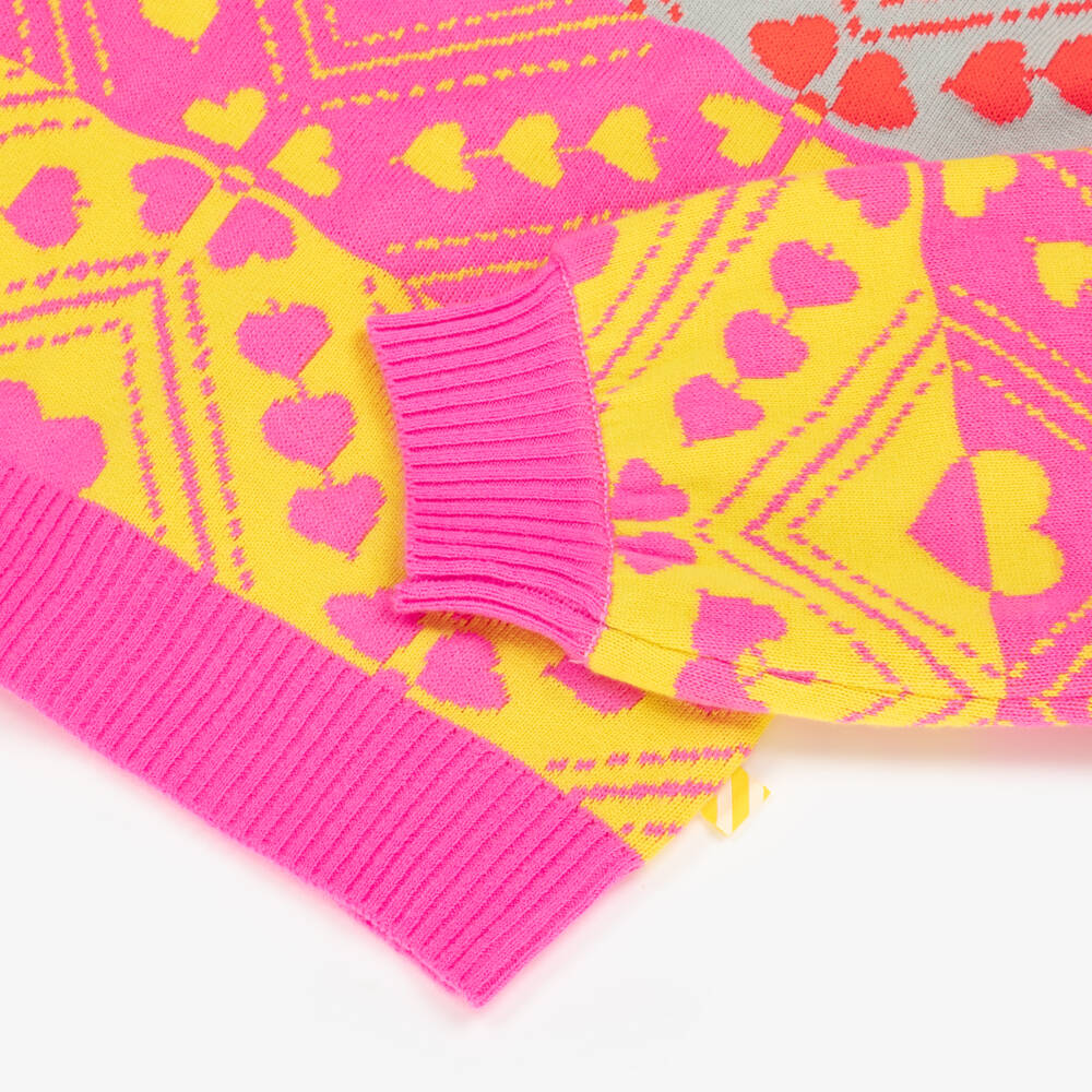 Billieblush-Girls Vibrant Pink Heart Knit Sweater | Childrensalon Outlet