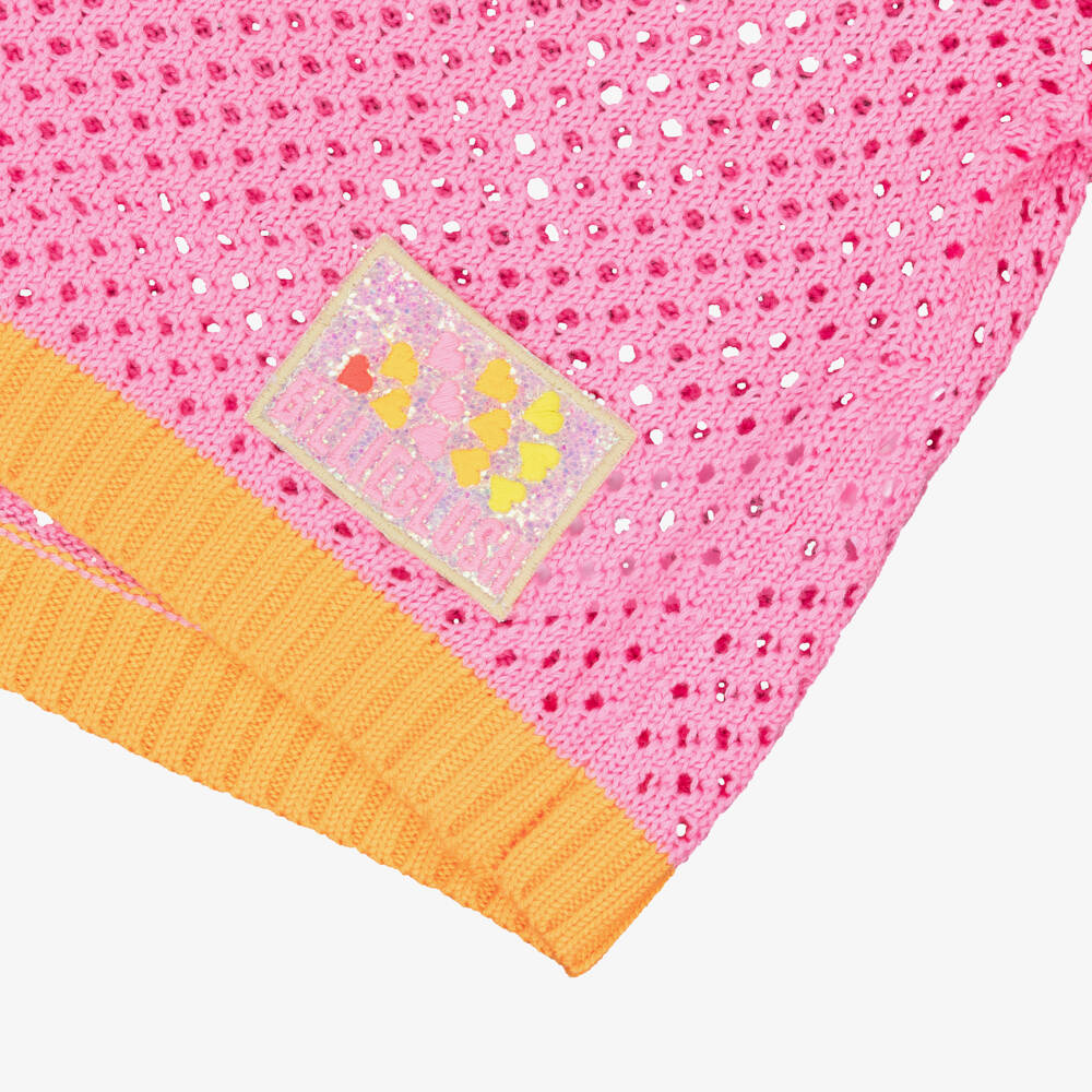 Billieblush-غطاء وردي زاهي محبوك للبنات | Childrensalon Outlet