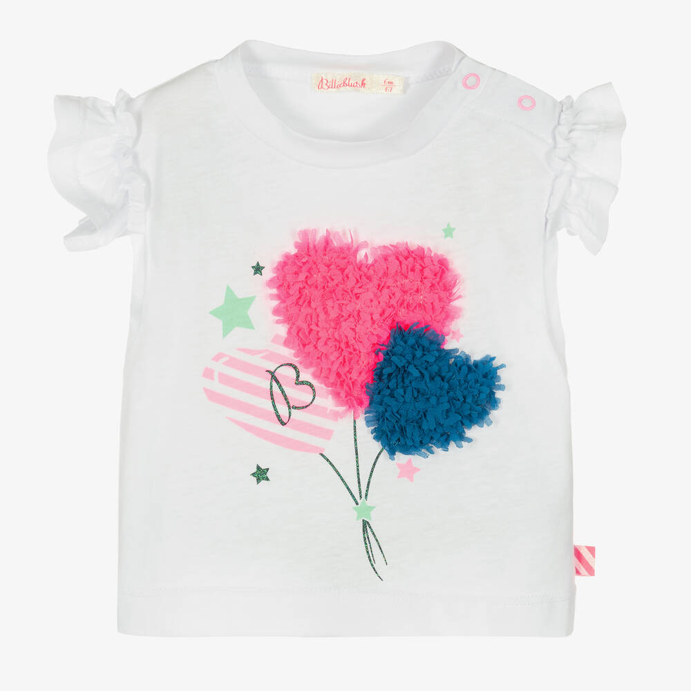 Billieblush - T-shirt coton blanc cœurs ballons | Childrensalon