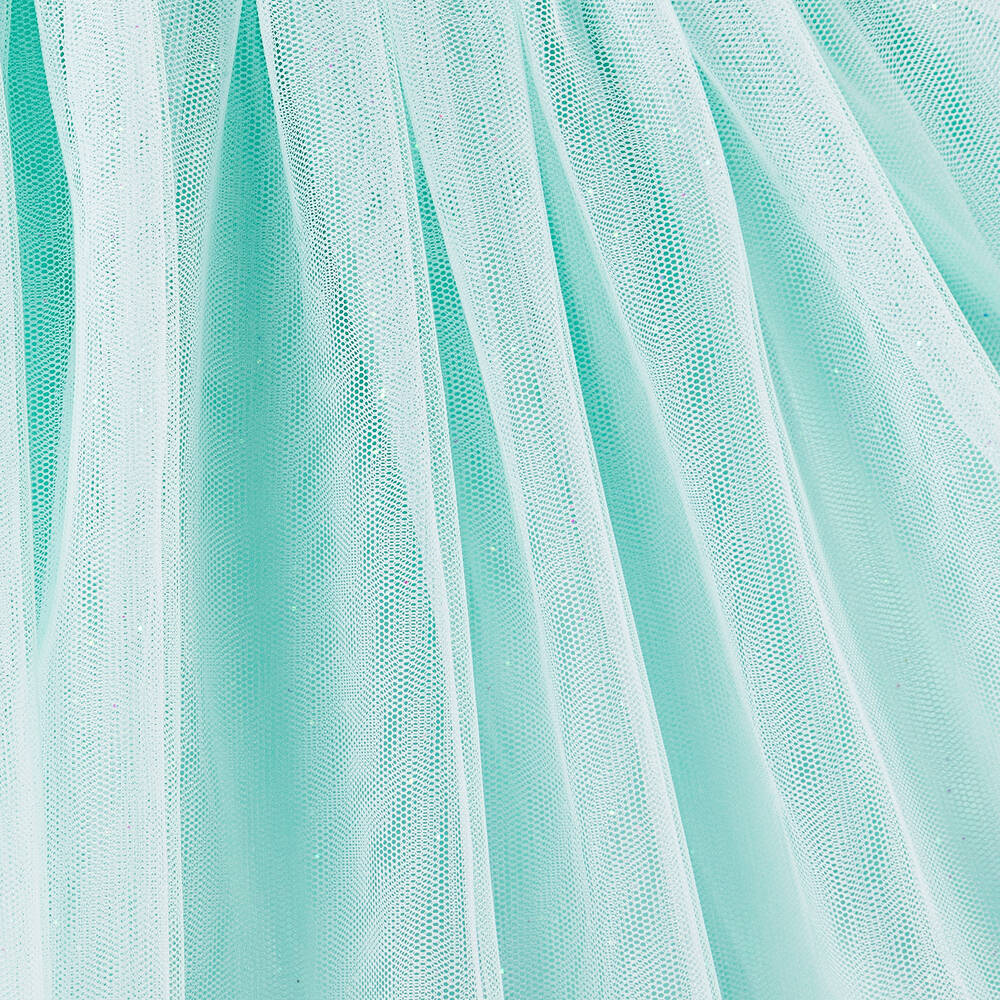 Billieblush-فستان جيرسي وتول لون أبيض وأزرق فاتح | Childrensalon Outlet