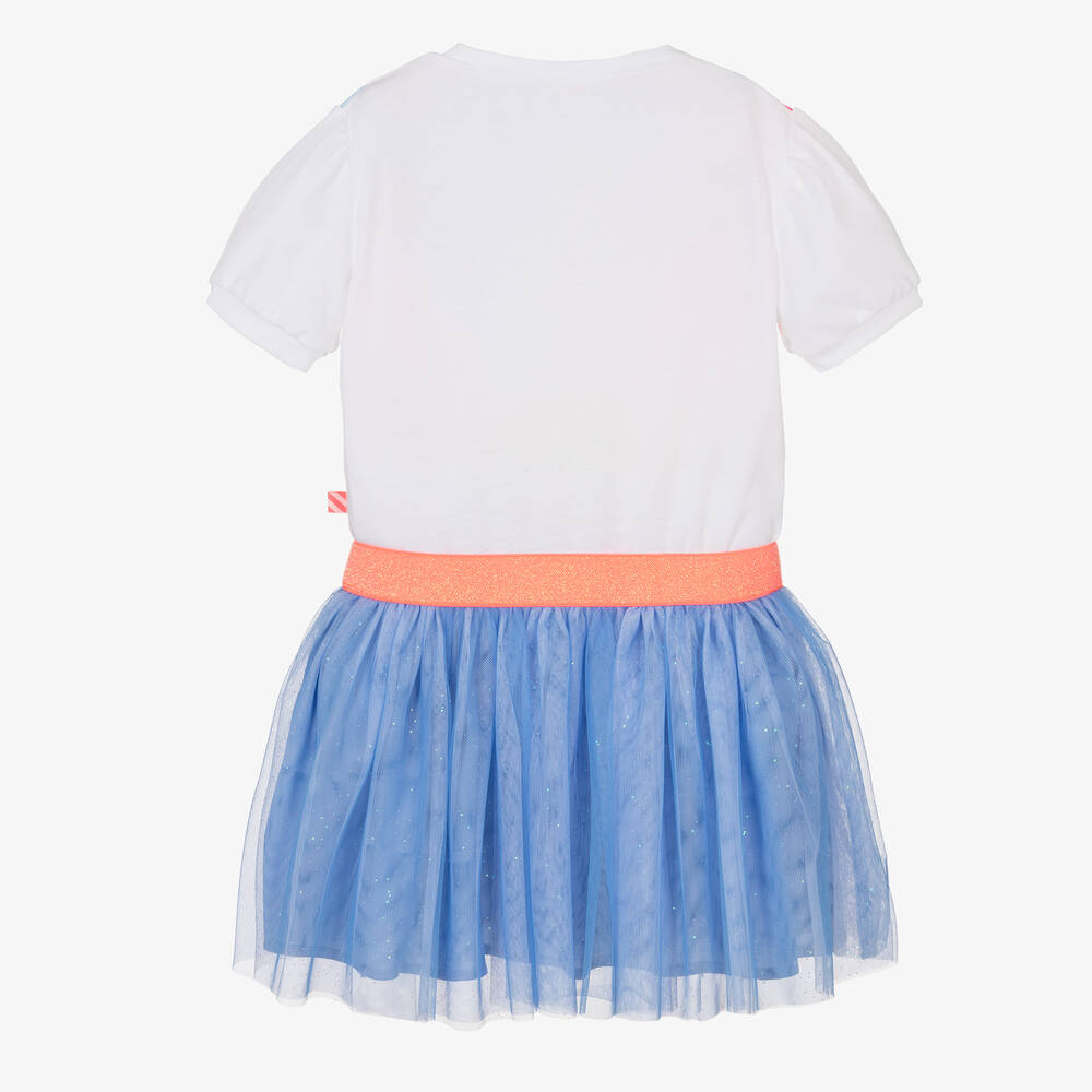 Billieblush-Бело-голубое платье из тюля с солнцем | Childrensalon Outlet