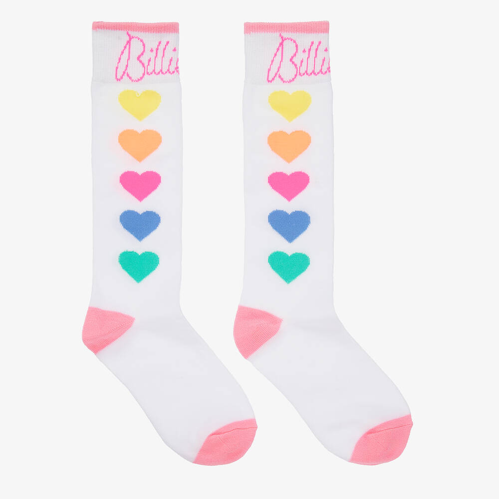 Billieblush - Girls White & Colourful Hearts Socks | Childrensalon