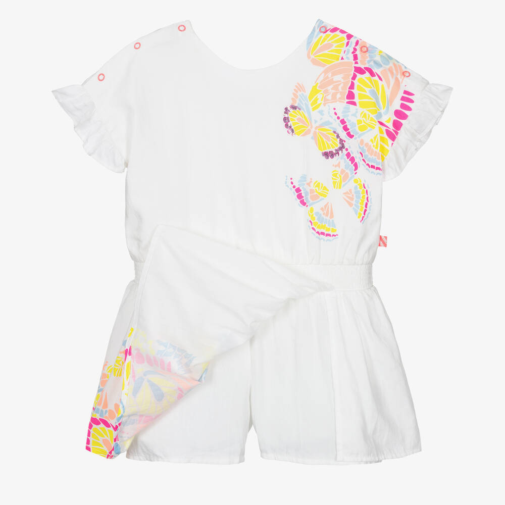 Billieblush-Girls White Cotton Butterfly Playsuit | Childrensalon Outlet