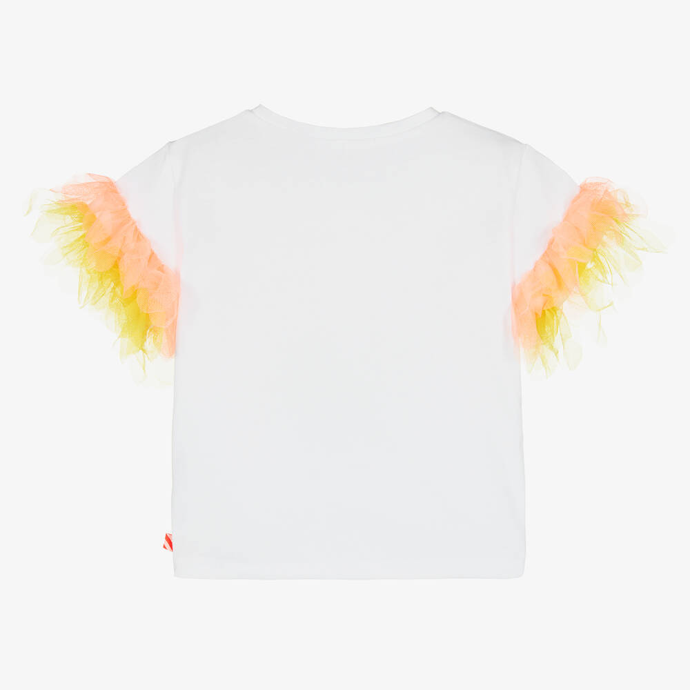Billieblush-Girls White Cotton Butterfly T-Shirt | Childrensalon Outlet