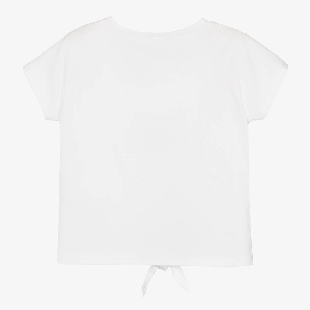 Billieblush-Girls White Cotton Dog Print T-Shirt | Childrensalon Outlet