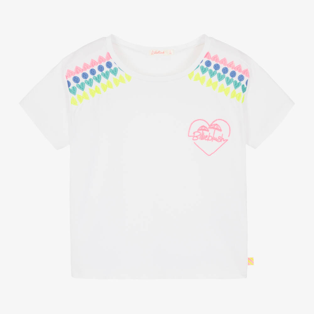 Billieblush-Футболка из белого хлопка с вышивкой для девочек | Childrensalon Outlet