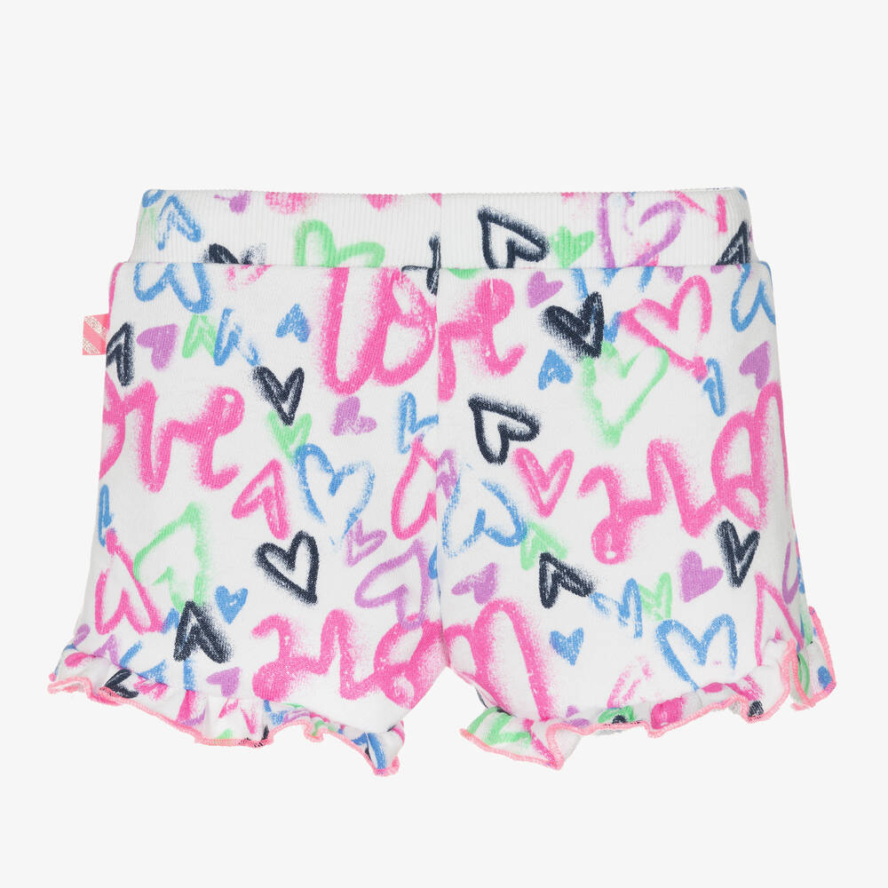 Billieblush-Girls White Cotton Graffiti Print Shorts | Childrensalon Outlet