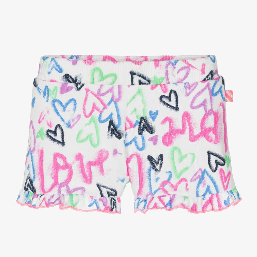 Billieblush - Weiße Baumwollshorts mit Graffiti | Childrensalon