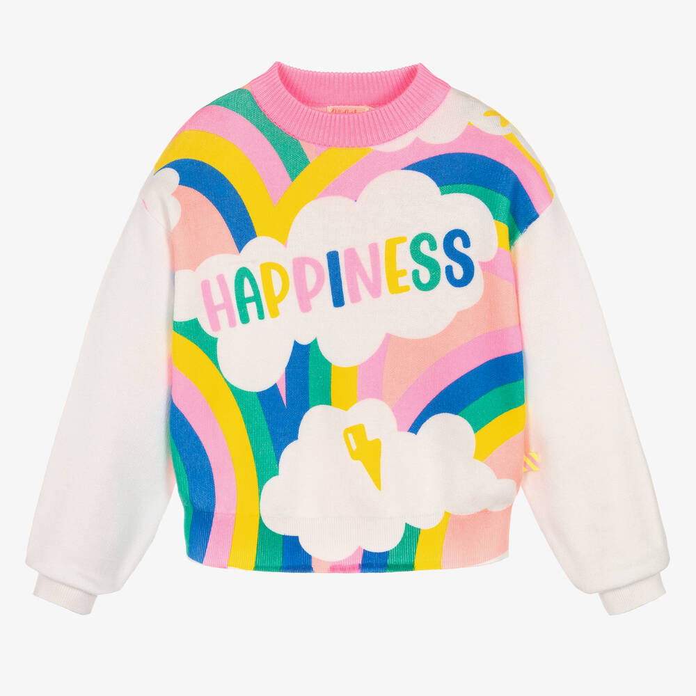 Billieblush-Girls White Cotton Happiness Sweater | Childrensalon Outlet