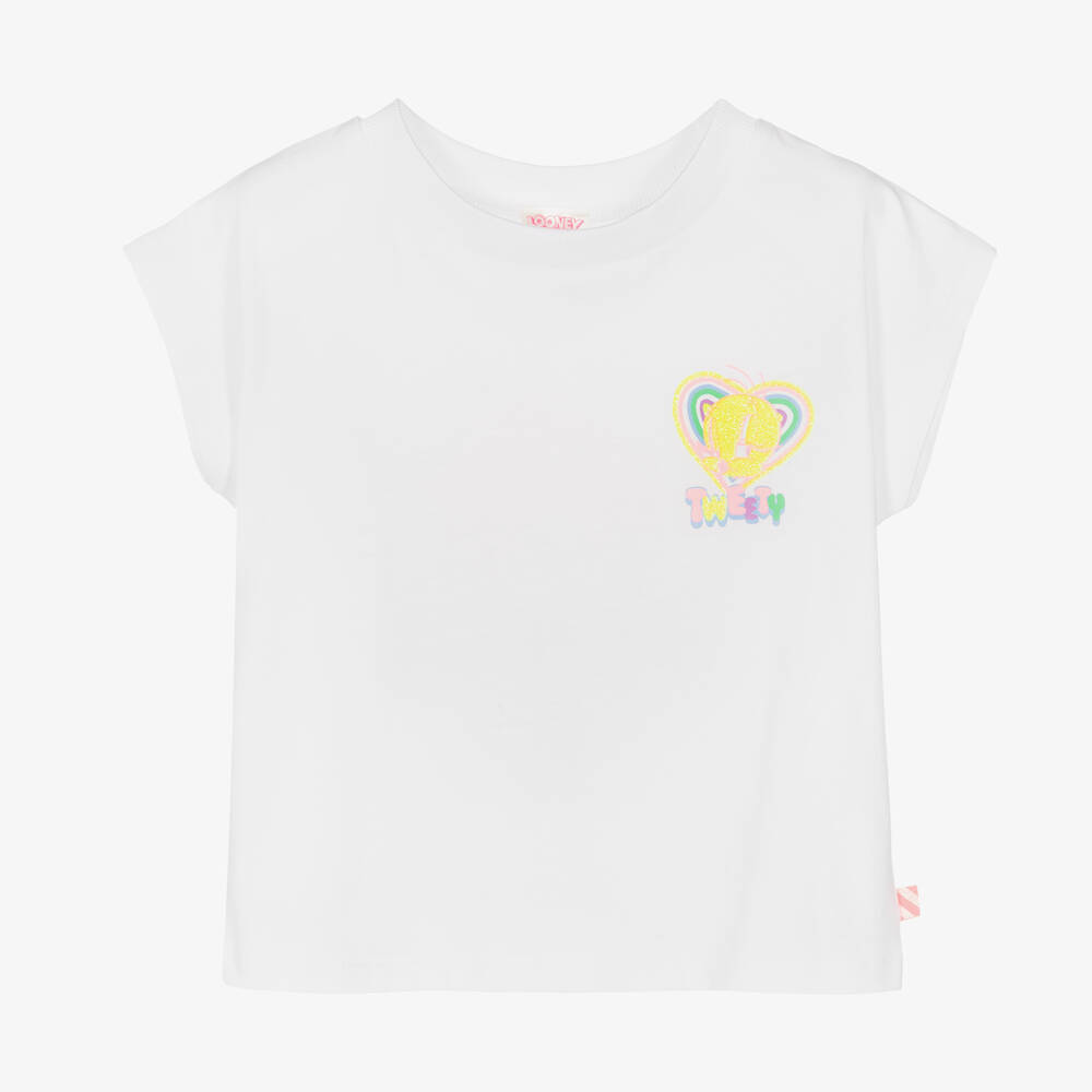 Billieblush - Girls White Cotton Looney Tunes T-Shirt | Childrensalon