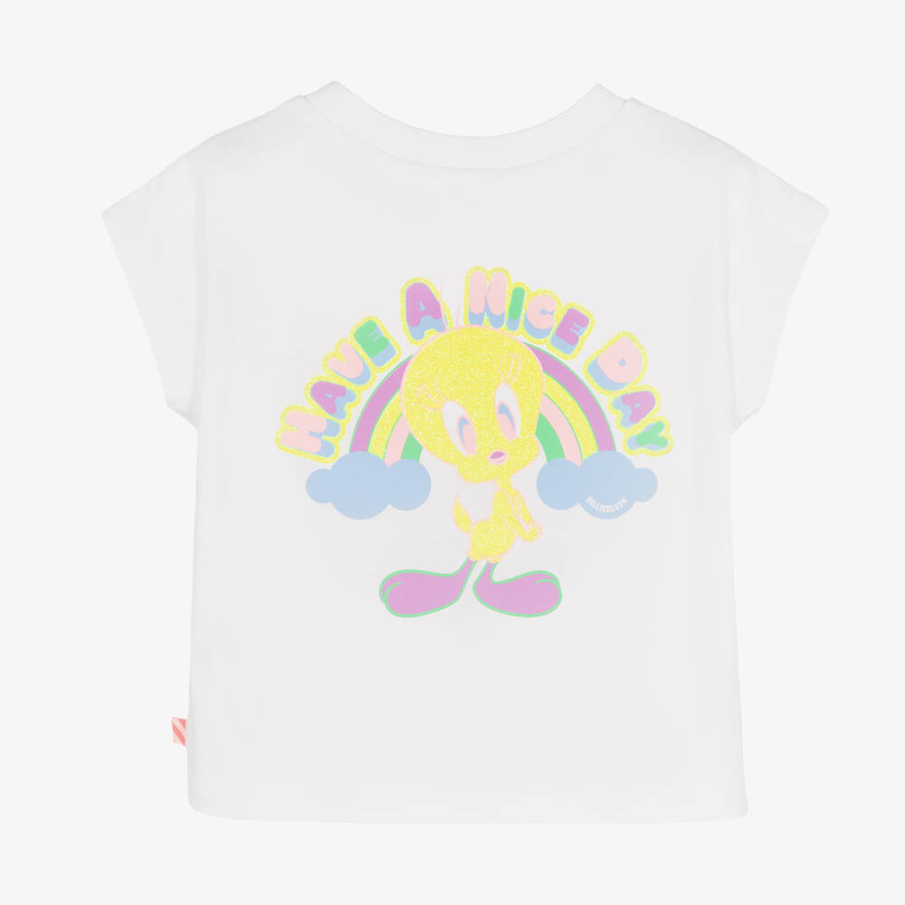 Billieblush-Белая хлопковая футболка Looney Tunes | Childrensalon Outlet