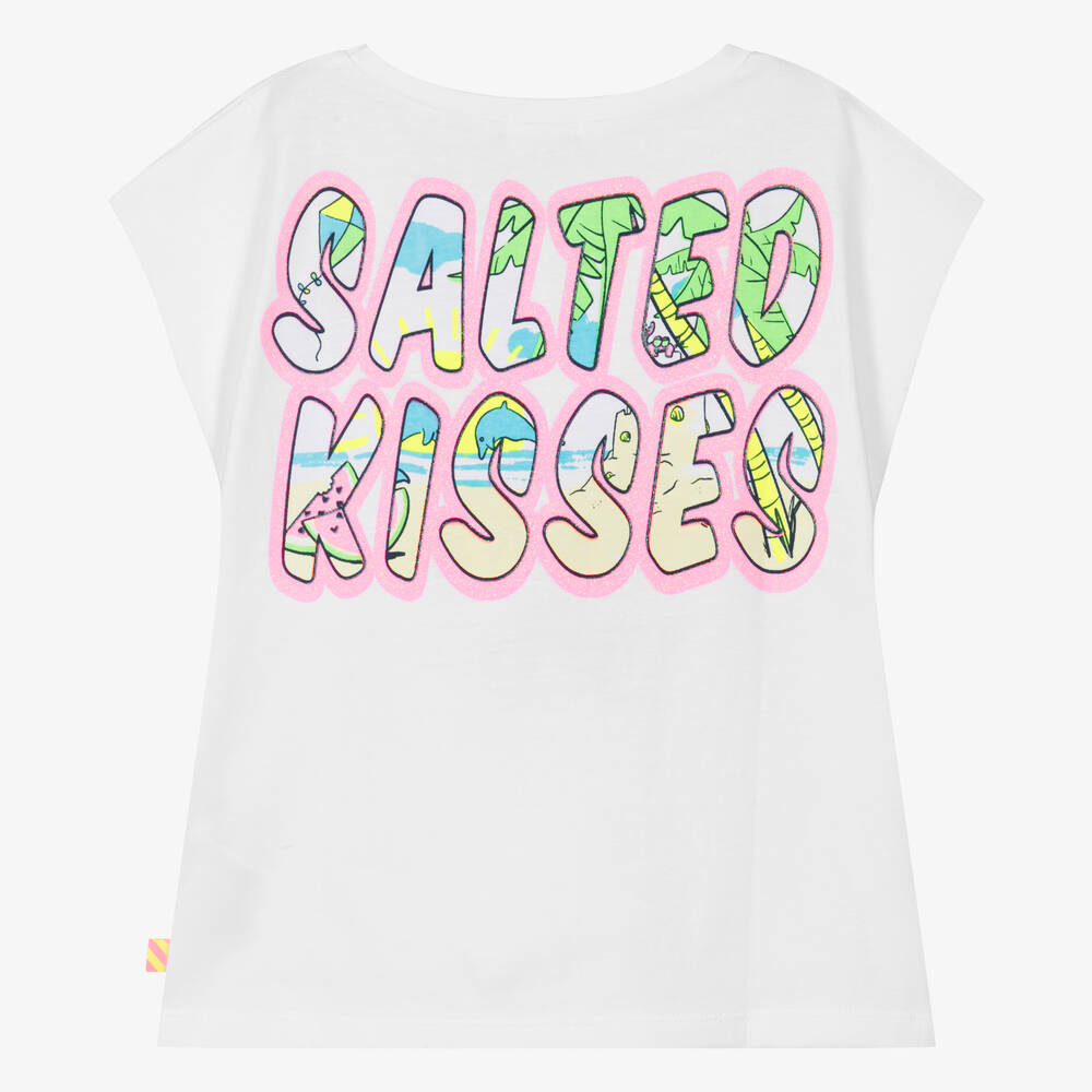 Billieblush-Girls White Cotton Seaside Print T-Shirt | Childrensalon Outlet