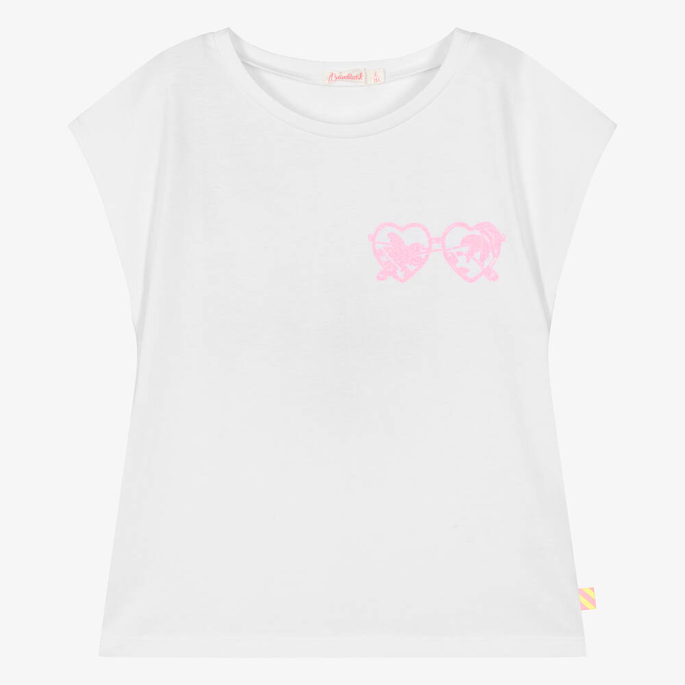 Billieblush-Girls White Cotton Seaside Print T-Shirt | Childrensalon Outlet