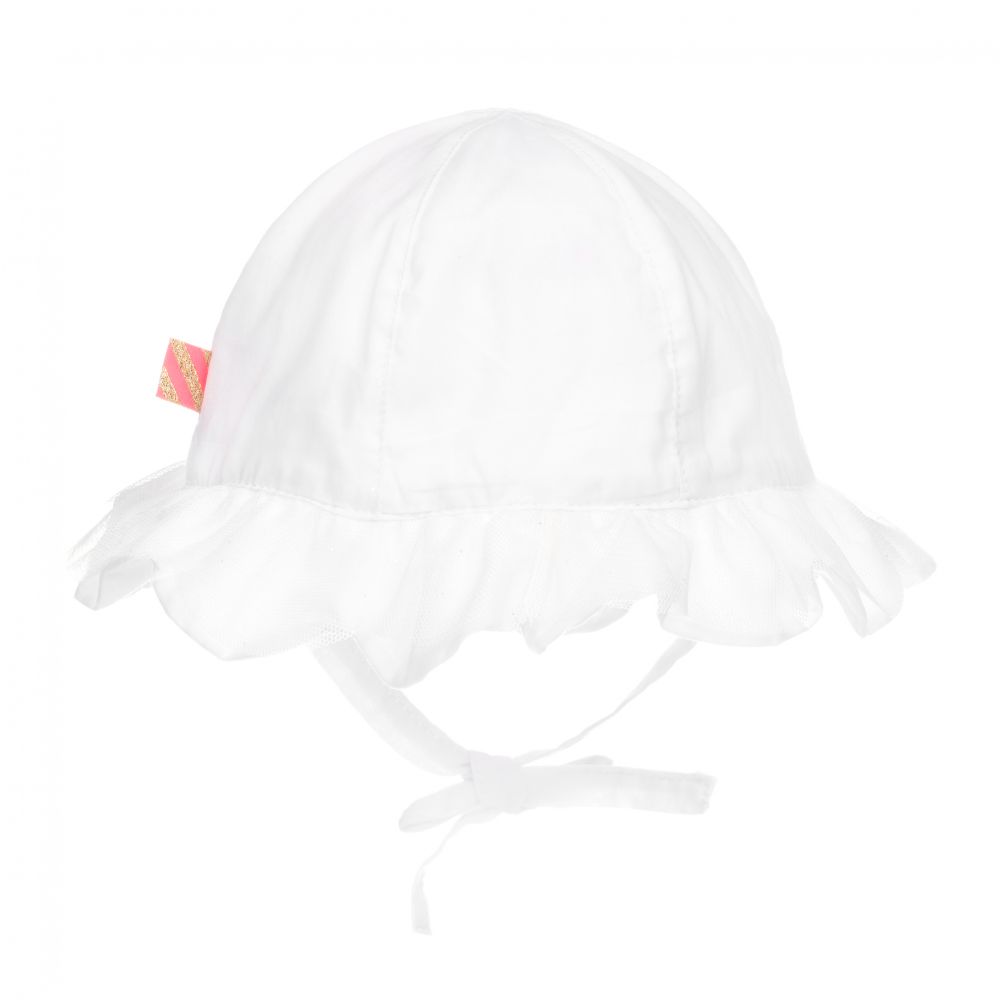 Billieblush-Girls White Cotton Sun Hat  | Childrensalon Outlet
