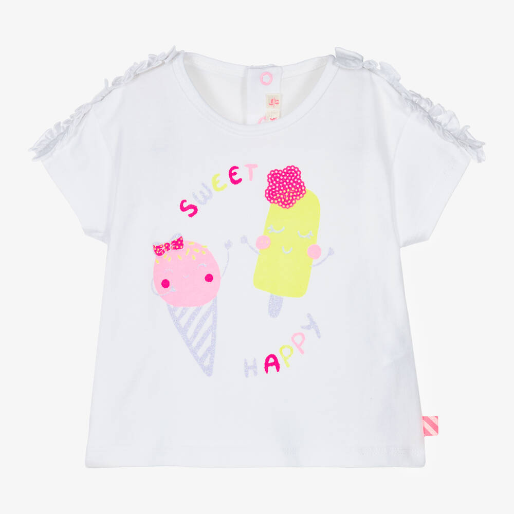 Billieblush-Girls White Cotton Sweet Treat Tee | Childrensalon Outlet