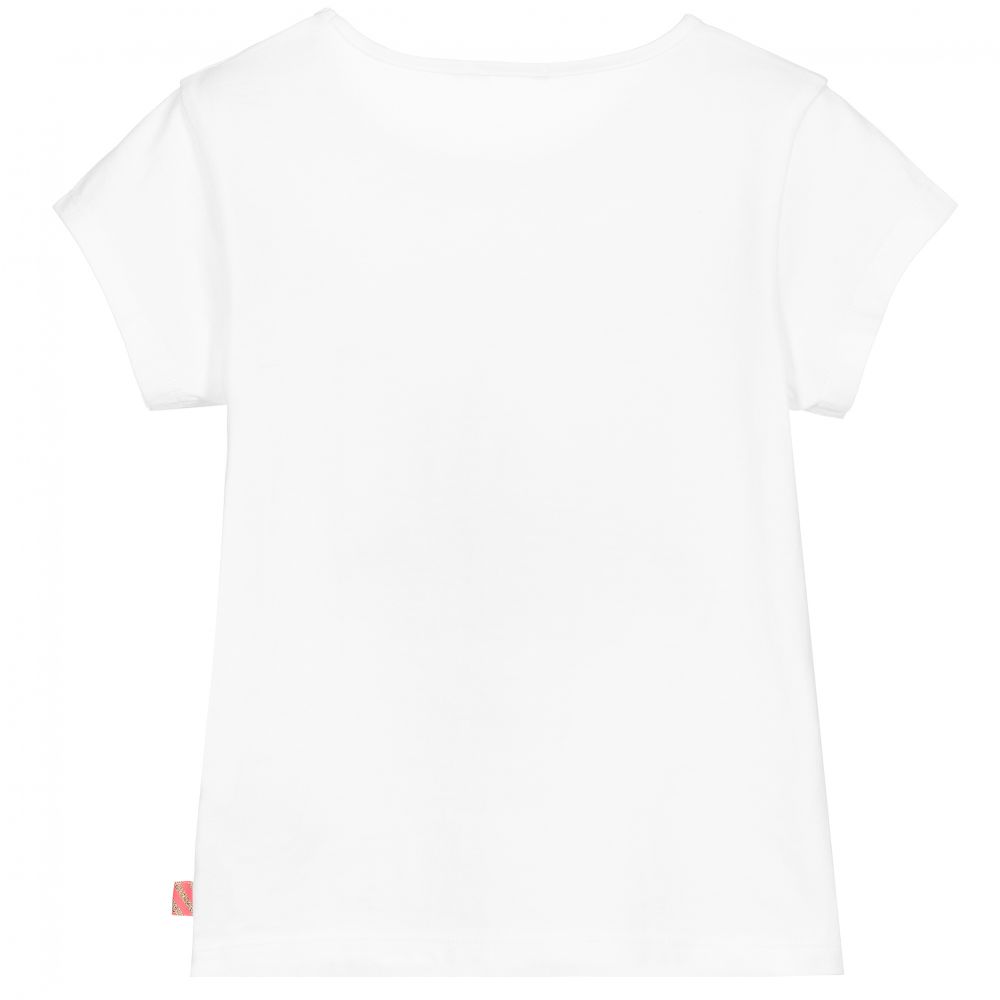 Billieblush-Girls White Cotton T-Shirt | Childrensalon Outlet