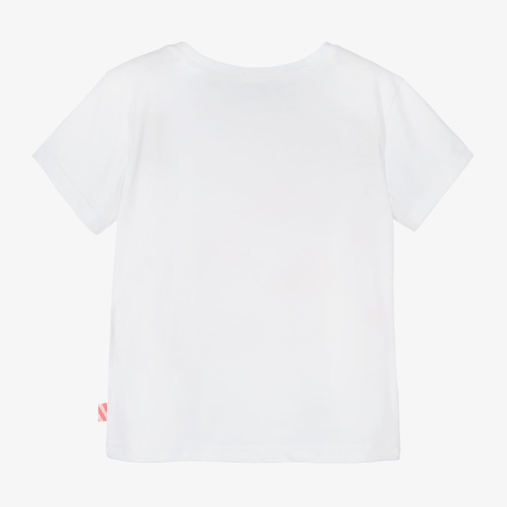 Billieblush-Girls White Cotton T-Shirt | Childrensalon Outlet