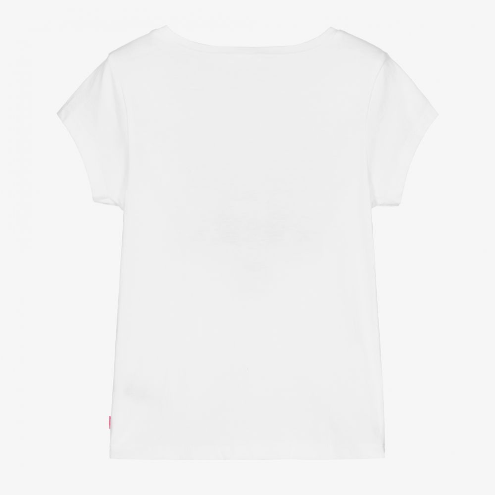 Billieblush-Girls White Cotton T-Shirt | Childrensalon Outlet