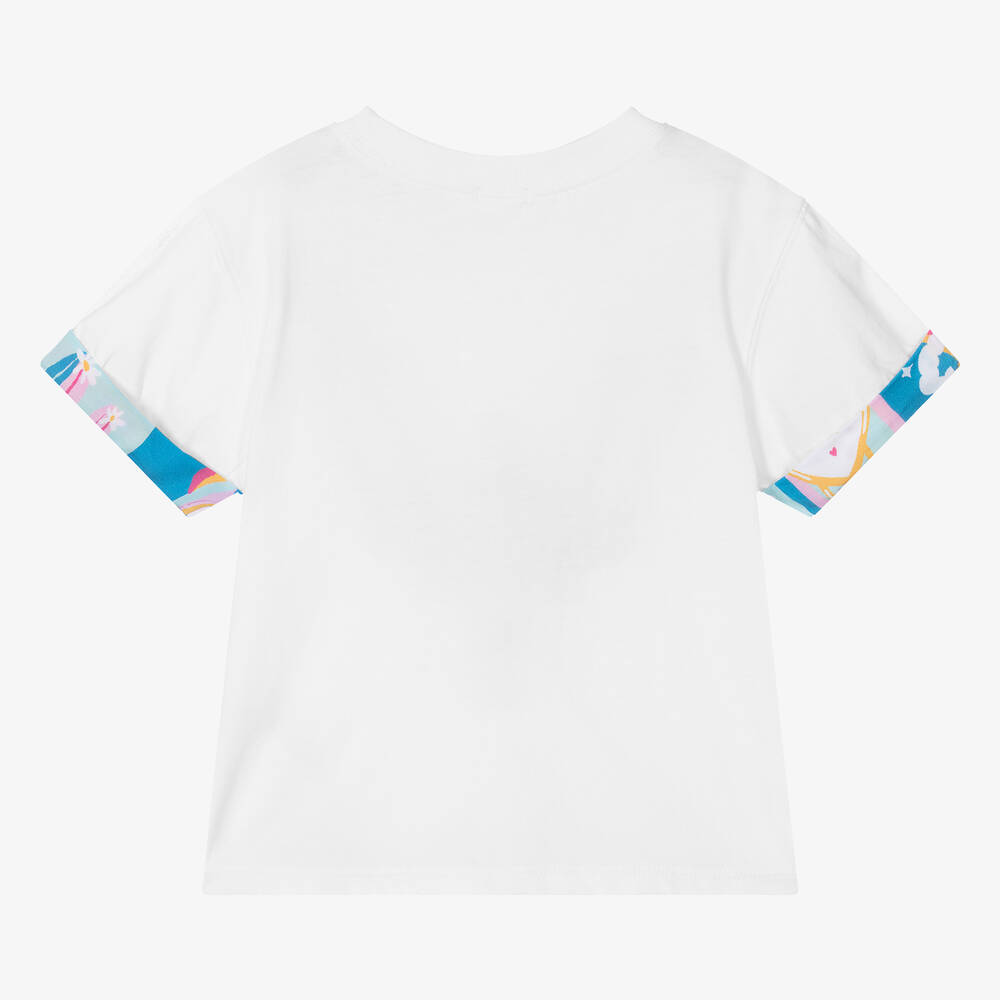 Billieblush-Girls White Cotton T-Shirt | Childrensalon Outlet