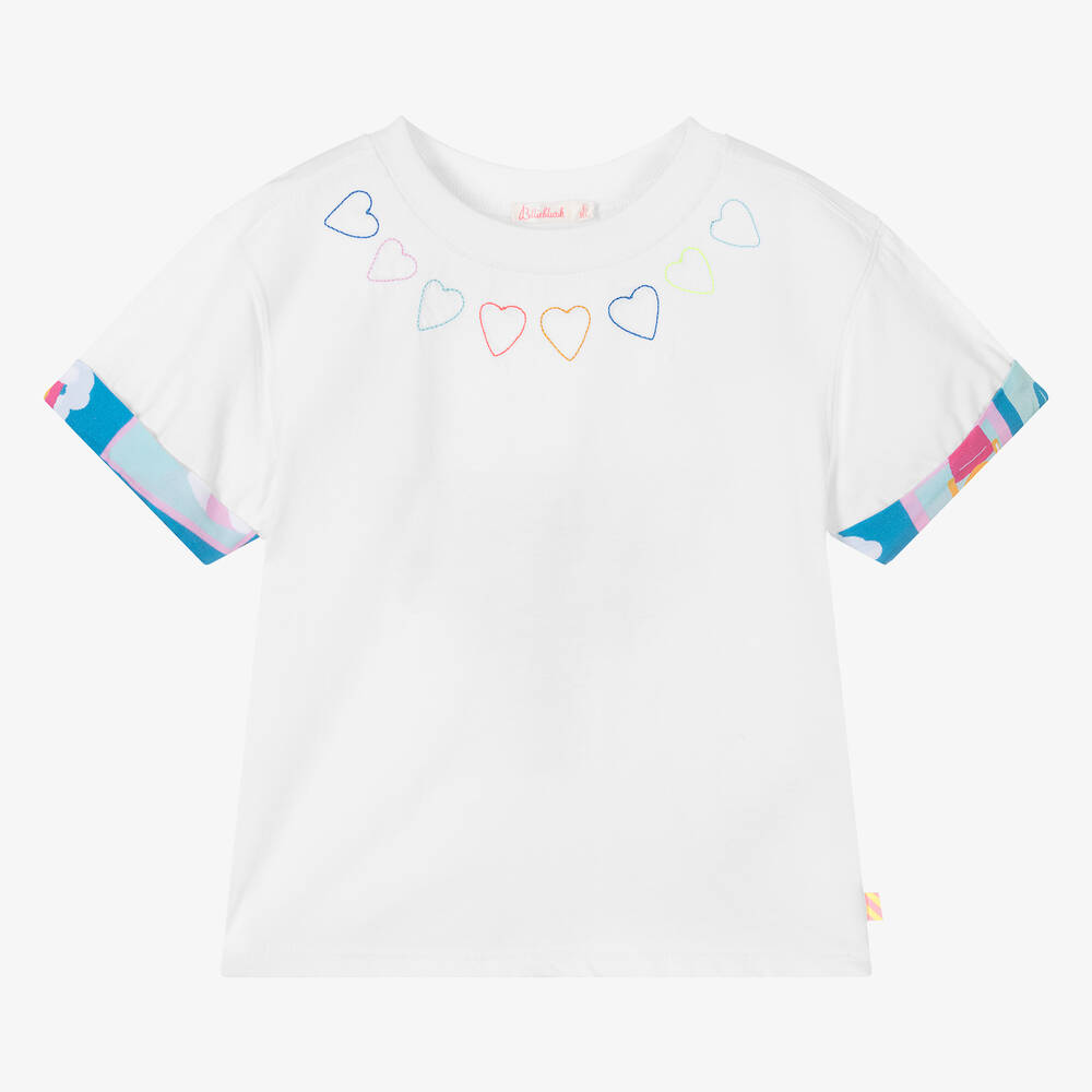 Billieblush-Girls White Cotton T-Shirt | Childrensalon Outlet