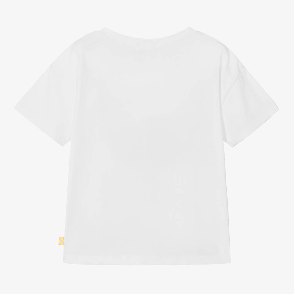 Billieblush-تيشيرت قطن عضوي جيرسي لون أبيض للبنات | Childrensalon Outlet